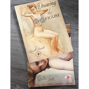 60s Vintage Lot of 2! Nude Pin Up Figure Drawing Draw Art Books by Walter Foster